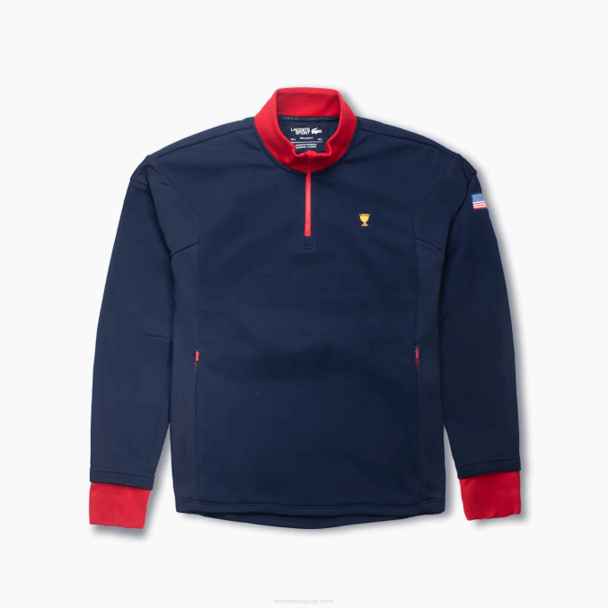 azul marino rojo aj2 VVL0A370 hombres Lacoste sudadera deportiva
