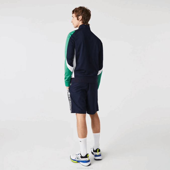 azul marino verde blanco yj2 VVL0A978 hombres Lacoste sudadera sport classic fit tenis con cremallera