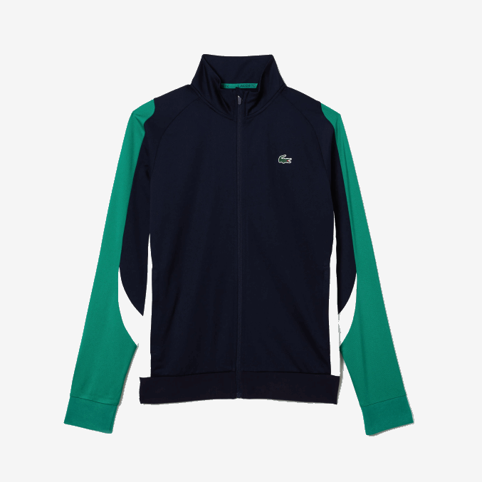 azul marino verde blanco yj2 VVL0A978 hombres Lacoste sudadera sport classic fit tenis con cremallera
