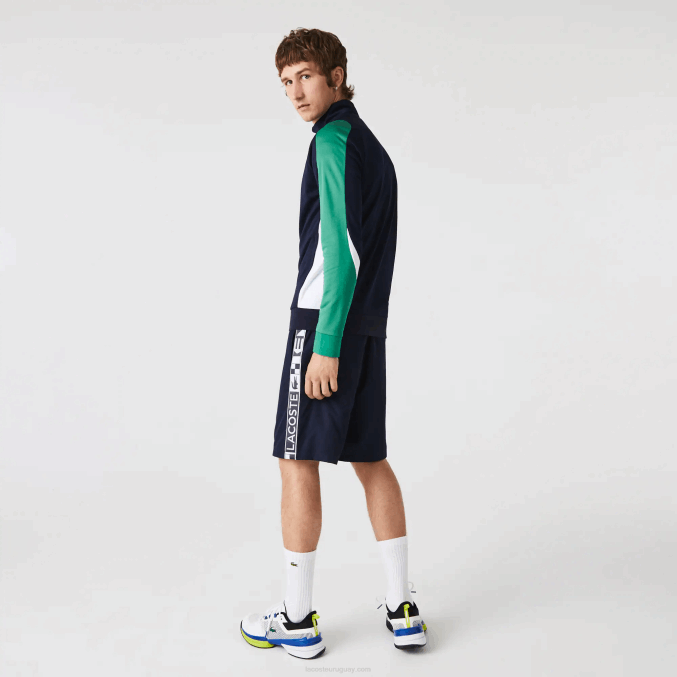 azul marino verde blanco yj2 VVL0A978 hombres Lacoste sudadera sport classic fit tenis con cremallera