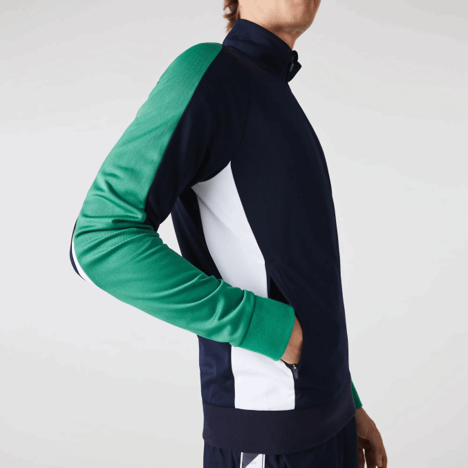 azul marino verde blanco yj2 VVL0A978 hombres Lacoste sudadera sport classic fit tenis con cremallera