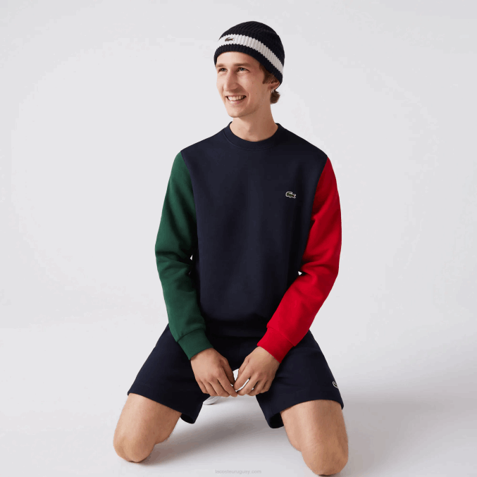 azul marino verde rojo 4xn VVL0A1097 hombres Lacoste sudadera de felpa cepillada