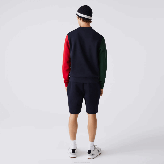 azul marino verde rojo 4xn VVL0A1097 hombres Lacoste sudadera de felpa cepillada
