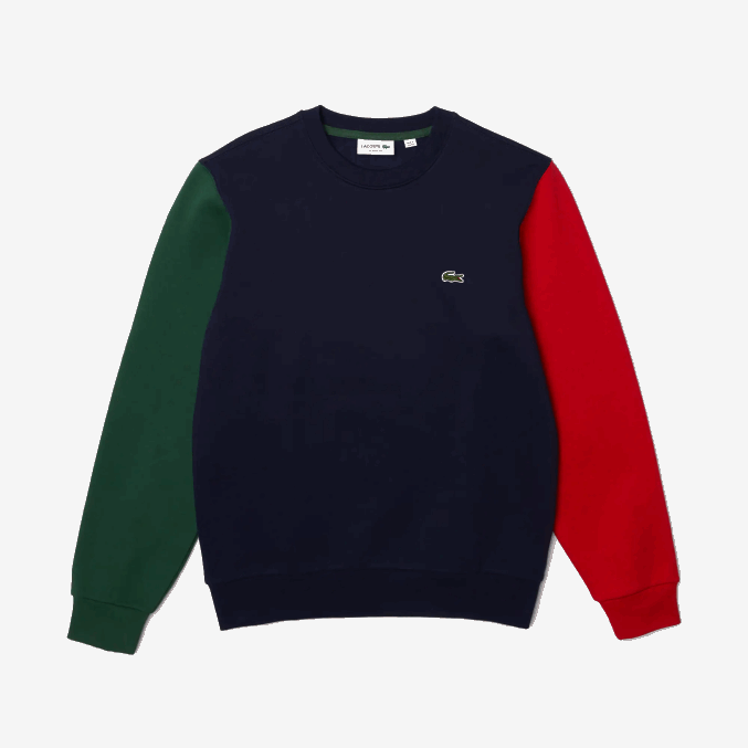 azul marino verde rojo 4xn VVL0A1097 hombres Lacoste sudadera de felpa cepillada