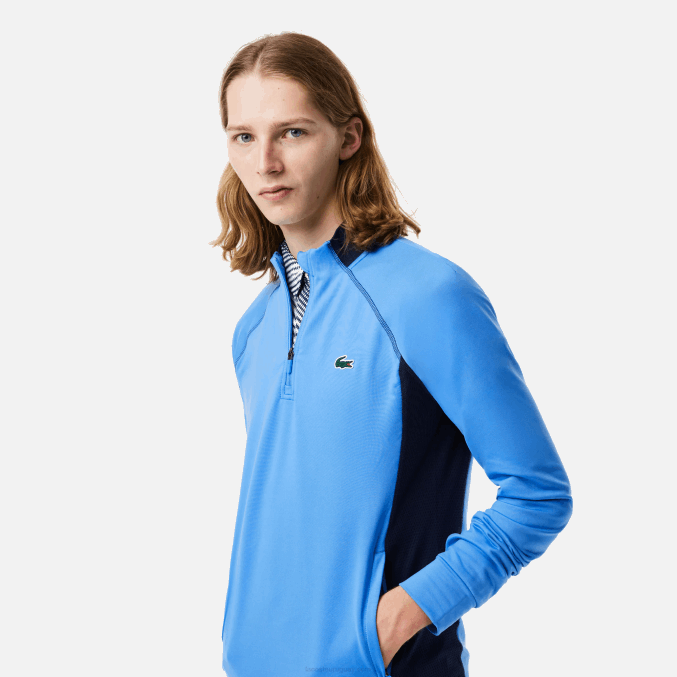 azul marino yd2 VVL0A314 hombres Lacoste sudadera de golf con cuello redondo insertado