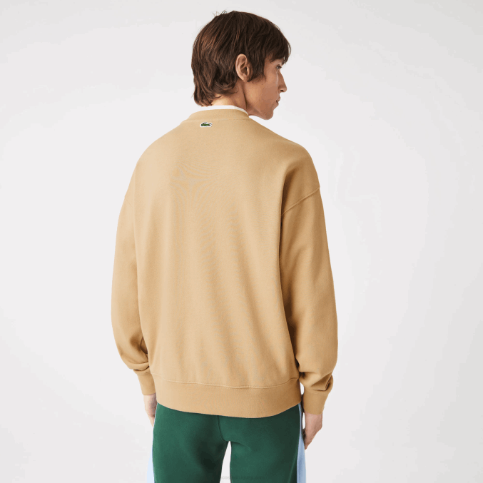 beige 02s VVL0A1009 hombres Lacoste sudadera holgada con monograma de la marca