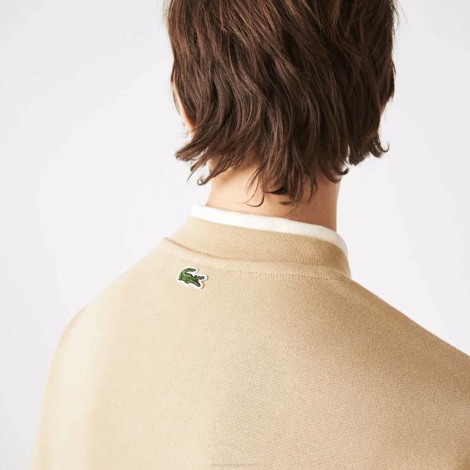 beige 02s VVL0A1009 hombres Lacoste sudadera holgada con monograma de la marca