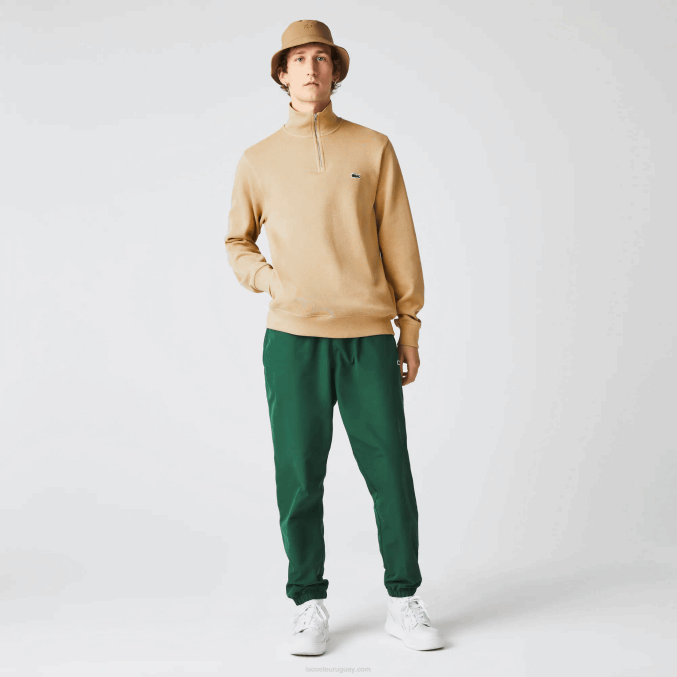 beige 02s VVL0A957 hombres Lacoste sudadera con cremallera y cuello alto