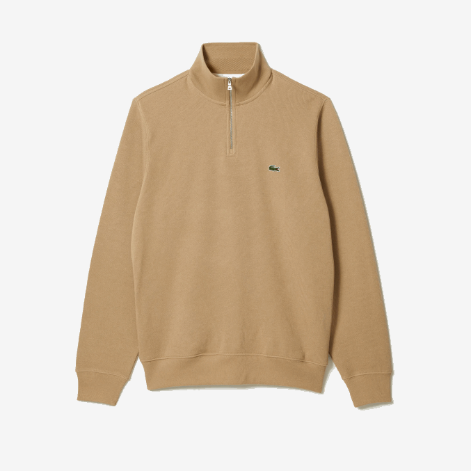 beige 02s VVL0A957 hombres Lacoste sudadera con cremallera y cuello alto