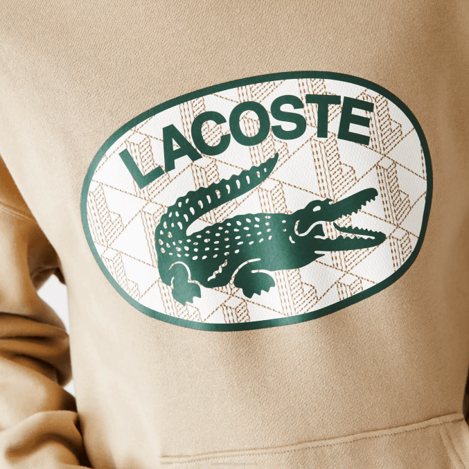 beige 02s VVL0A971 hombres Lacoste sudadera holgada con monograma de la marca y capucha