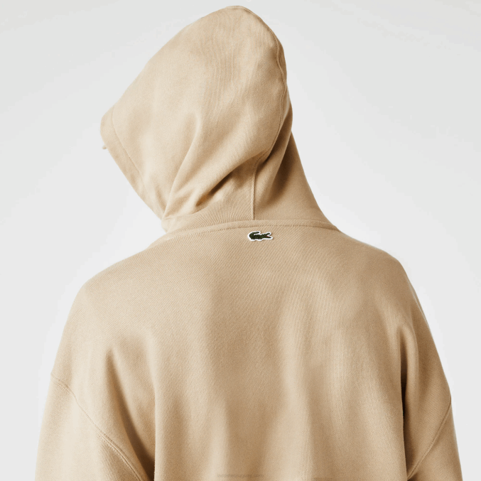 beige 02s VVL0A971 hombres Lacoste sudadera holgada con monograma de la marca y capucha