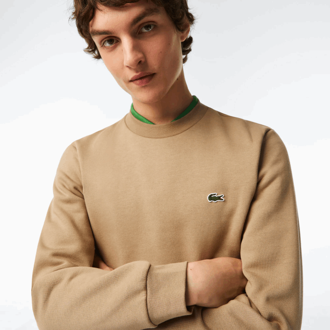 beige cb8 VVL0A289 hombres Lacoste sudadera de algodón orgánico peinado