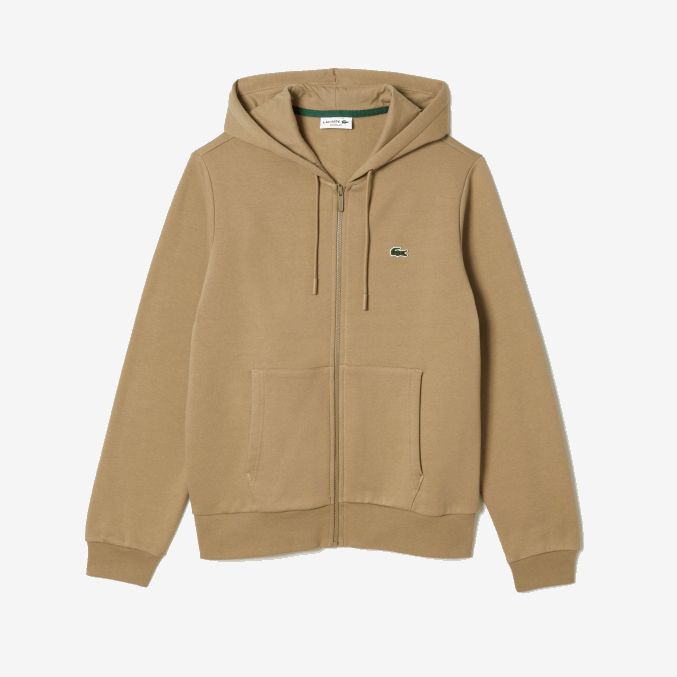 beige cb8 VVL0A351 hombres Lacoste sudadera con cremallera y bolsillo canguro