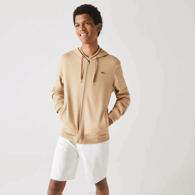 beige gp2 VVL0A981 hombres Lacoste sudadera con capucha deportiva ligera de dos materiales