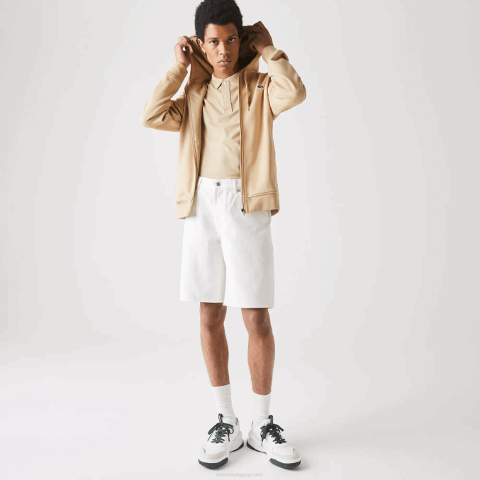 beige gp2 VVL0A981 hombres Lacoste sudadera con capucha deportiva ligera de dos materiales
