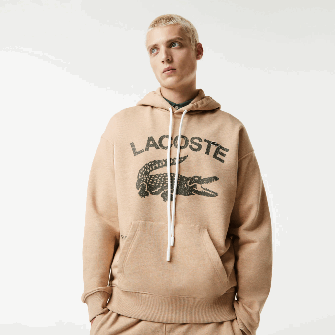 beis 4jw VVL0A968 hombres Lacoste sudadera holgada con capucha y diseño de cocodrilo