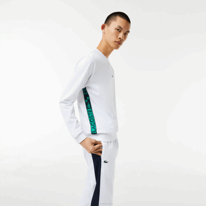 blanco 001 VVL0A1056 hombres Lacoste sudadera de tenis con estampado deportivo