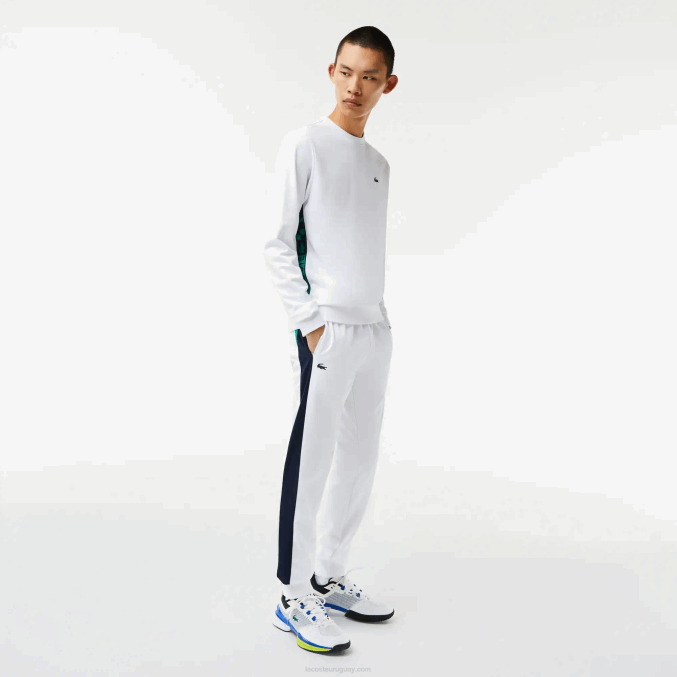 blanco 001 VVL0A1056 hombres Lacoste sudadera de tenis con estampado deportivo