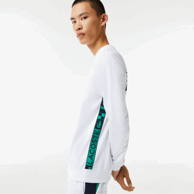 blanco 001 VVL0A1056 hombres Lacoste sudadera de tenis con estampado deportivo