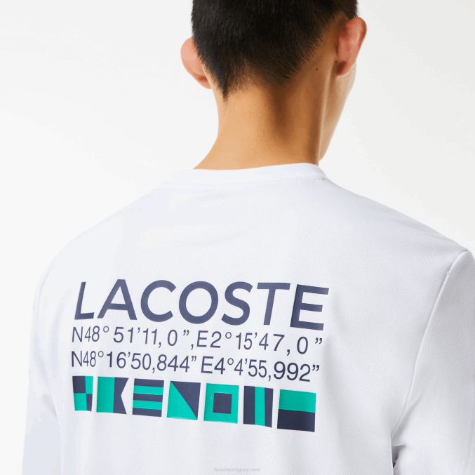 blanco 001 VVL0A1056 hombres Lacoste sudadera de tenis con estampado deportivo