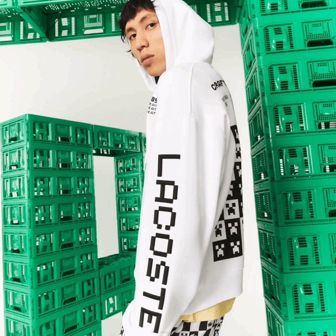 blanco 001 VVL0A1165 hombres Lacoste sudadera con capucha de polar holgada live x minecraft