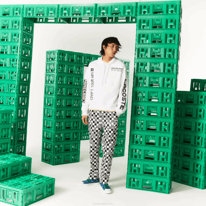 blanco 001 VVL0A1165 hombres Lacoste sudadera con capucha de polar holgada live x minecraft