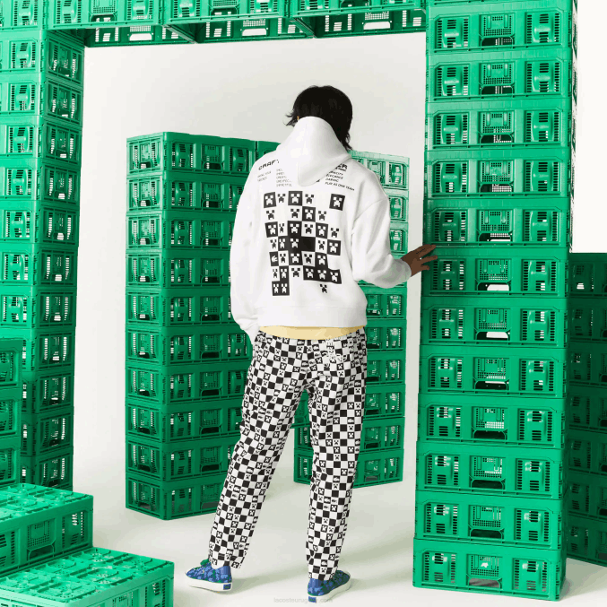 blanco 001 VVL0A1165 hombres Lacoste sudadera con capucha de polar holgada live x minecraft