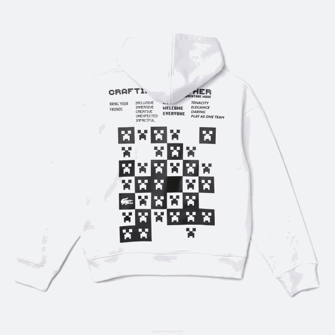 blanco 001 VVL0A1165 hombres Lacoste sudadera con capucha de polar holgada live x minecraft