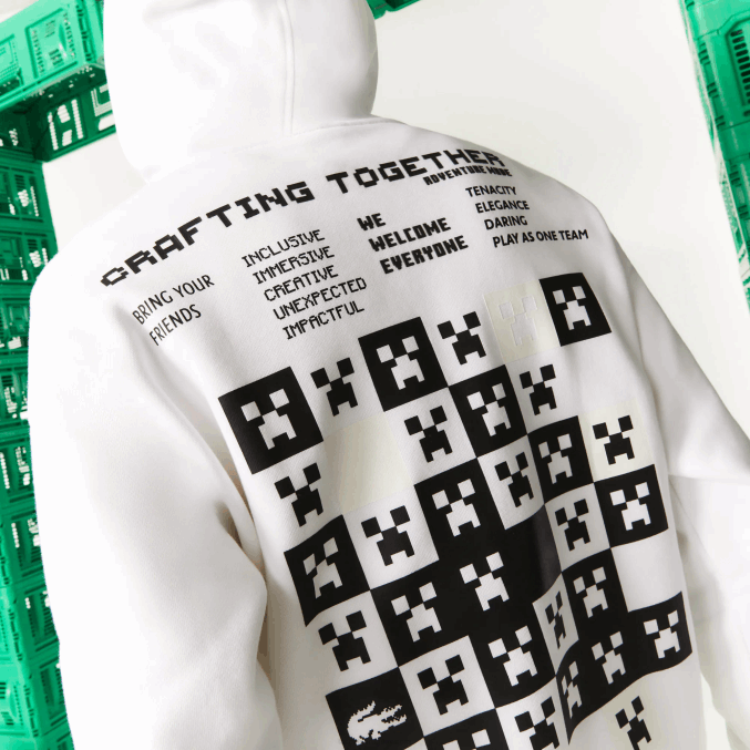 blanco 001 VVL0A1165 hombres Lacoste sudadera con capucha de polar holgada live x minecraft