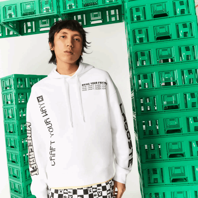 blanco 001 VVL0A1165 hombres Lacoste sudadera con capucha de polar holgada live x minecraft