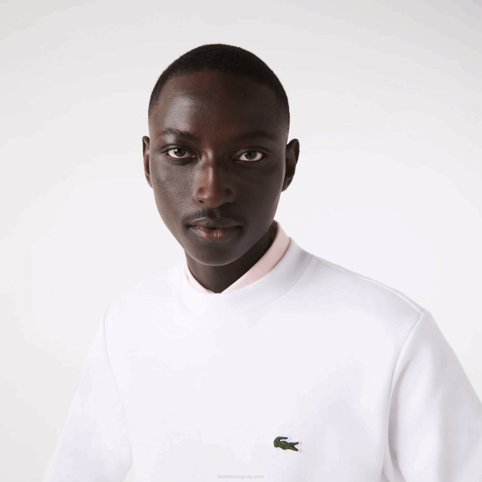 blanco 001 VVL0A272 hombres Lacoste sudadera de algodón orgánico peinado