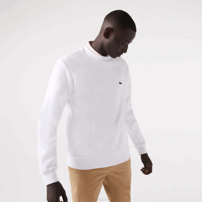 blanco 001 VVL0A272 hombres Lacoste sudadera de algodón orgánico peinado