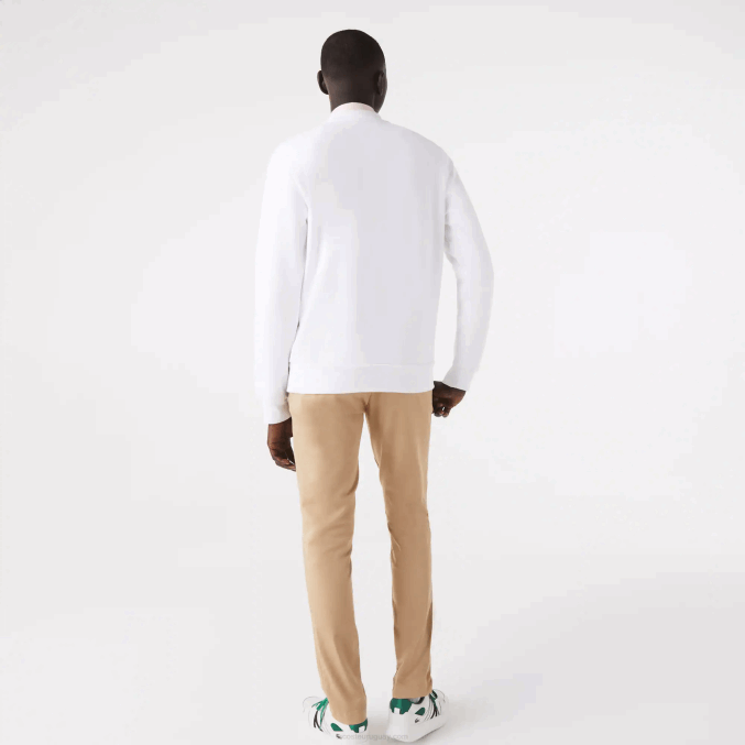blanco 001 VVL0A272 hombres Lacoste sudadera de algodón orgánico peinado