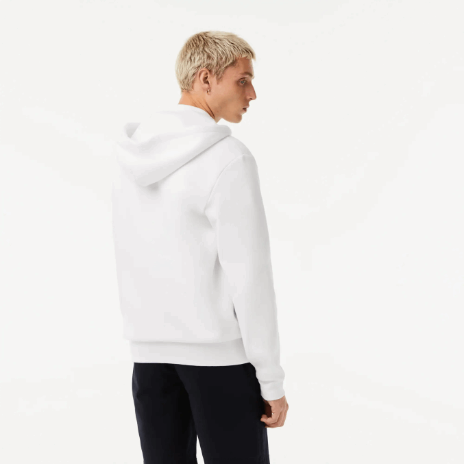 blanco 001 VVL0A295 hombres Lacoste sudadera con cremallera y bolsillo canguro