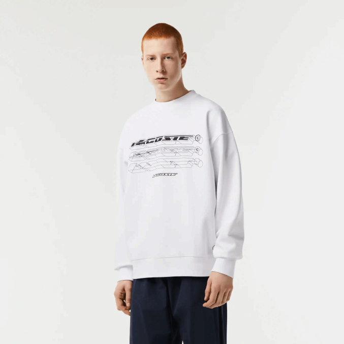 blanco 001 VVL0A6 hombres Lacoste sudadera holgada con logo