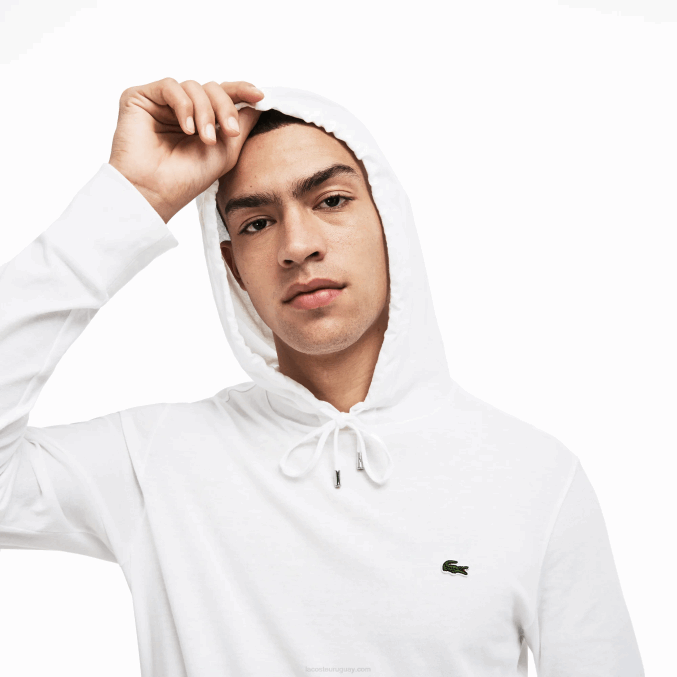 blanco 001 VVL0A736 hombres Lacoste sudadera con capucha