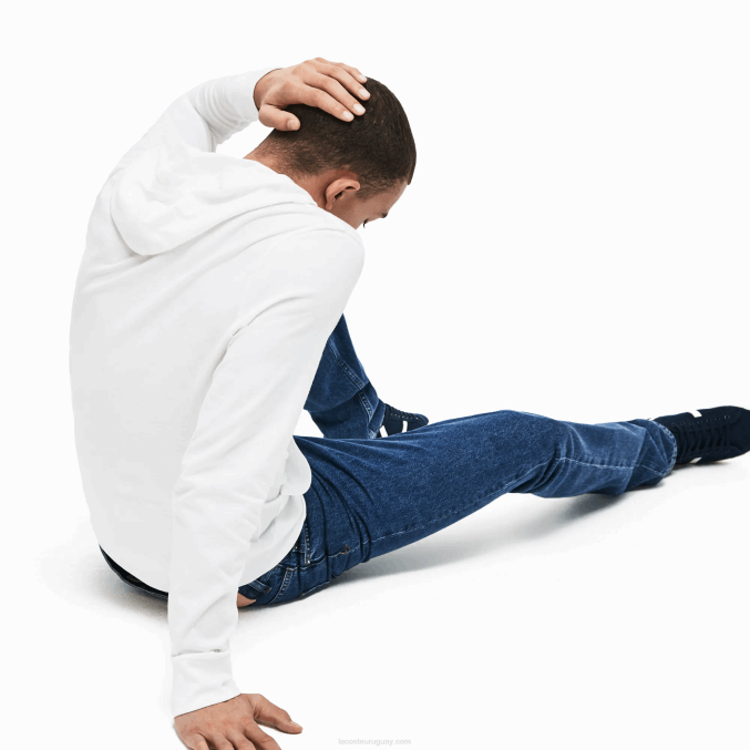 blanco 001 VVL0A736 hombres Lacoste sudadera con capucha