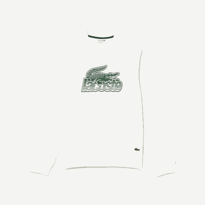 blanco 70v VVL0A302 hombres Lacoste sudadera polar sin cepillar con cuello redondo