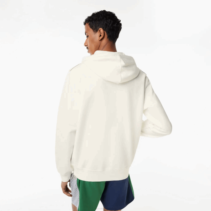 blanco 70v VVL0A319 hombres Lacoste sudadera con capucha y cremallera sin cepillar