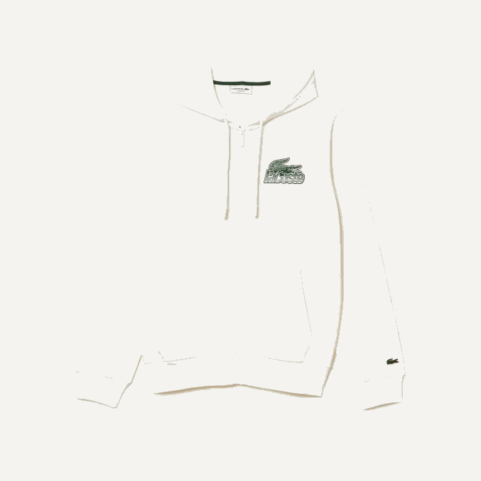 blanco 70v VVL0A319 hombres Lacoste sudadera con capucha y cremallera sin cepillar