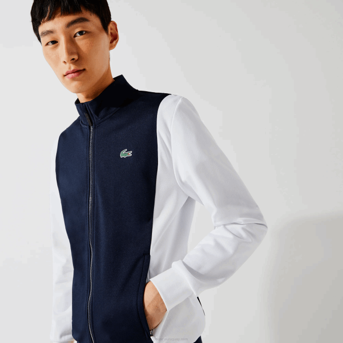 blanco azul marino r20 VVL0A1205 hombres Lacoste sudadera sport piqué cremallera