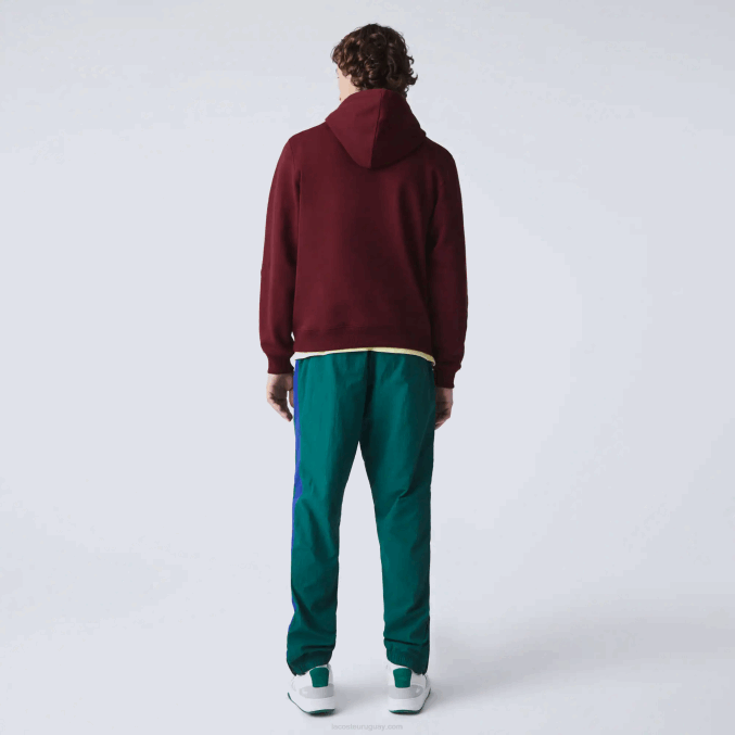 burdeos z7f VVL0A1155 hombres Lacoste sudadera con capucha y letras bordadas