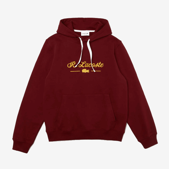 burdeos z7f VVL0A1155 hombres Lacoste sudadera con capucha y letras bordadas