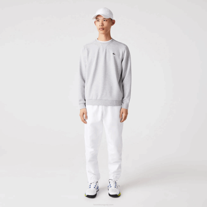 chino gris claro 9ya VVL0A1062 hombres Lacoste sudadera con paneles de malla deportiva