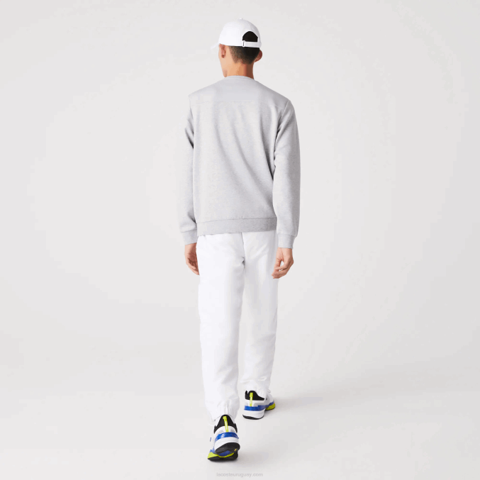 chino gris claro 9ya VVL0A1062 hombres Lacoste sudadera con paneles de malla deportiva
