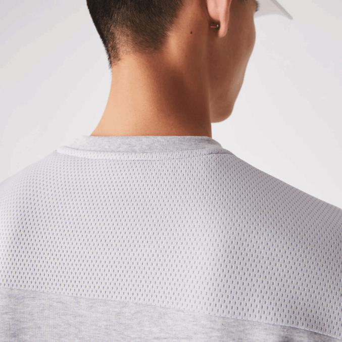 chino gris claro 9ya VVL0A1062 hombres Lacoste sudadera con paneles de malla deportiva