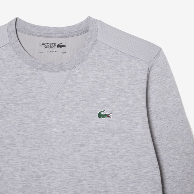 chino gris claro 9ya VVL0A1062 hombres Lacoste sudadera con paneles de malla deportiva