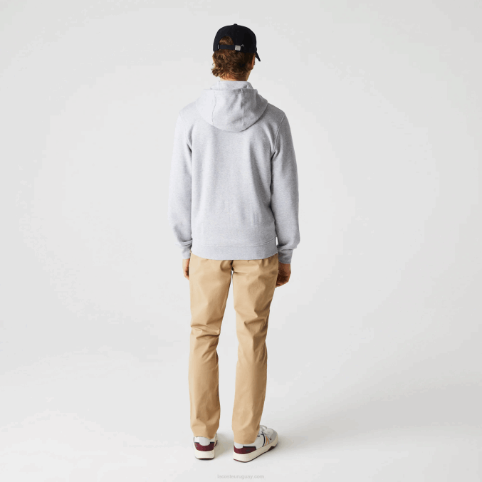 chino gris claro 9ya VVL0A962 hombres Lacoste sudadera con capucha deportiva ligera de dos materiales