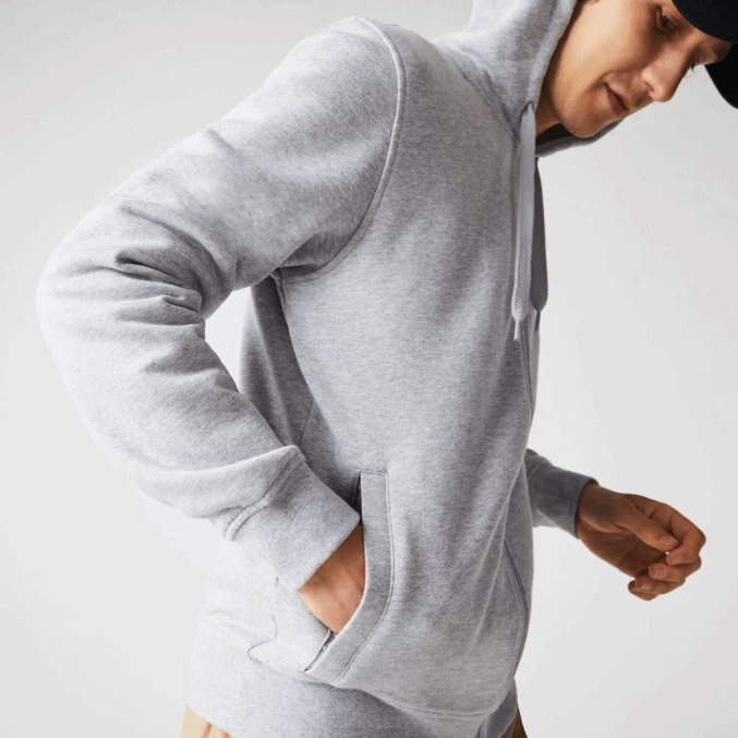 chino gris claro 9ya VVL0A962 hombres Lacoste sudadera con capucha deportiva ligera de dos materiales