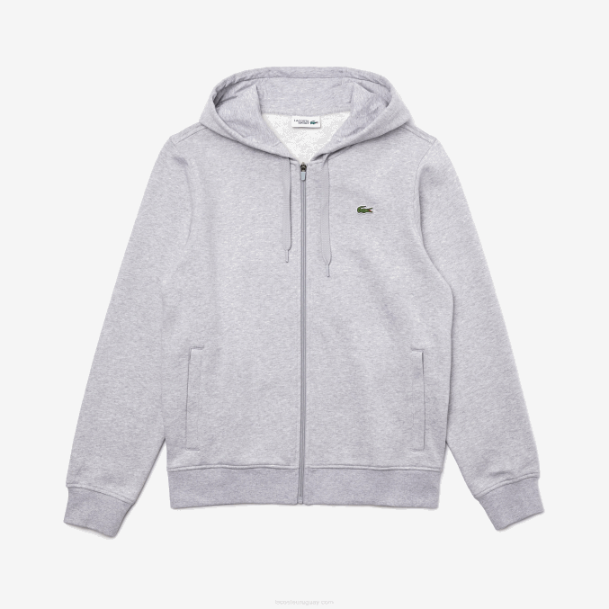 chino gris claro 9ya VVL0A962 hombres Lacoste sudadera con capucha deportiva ligera de dos materiales